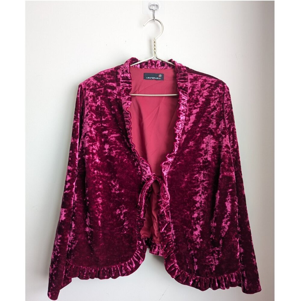 Laura Plus Velvet Ruffle Blazer